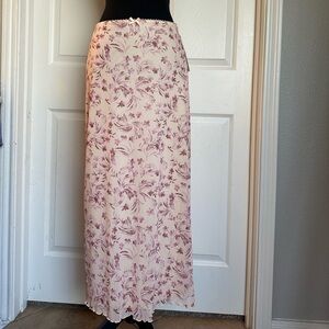 Hippie Rose Cream and Purple Floral Maxi Skirt